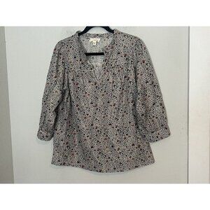 Anthropologie Thekorner Floral Blouse With Metallic Threads Size Small